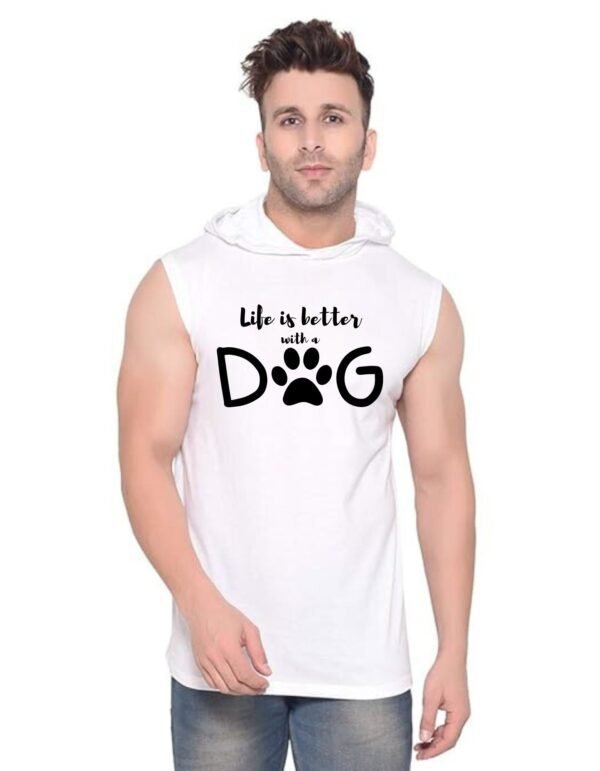 White Polyester Printed Gym Vest For Men