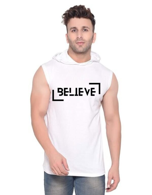 White Polyester Printed Gym Vest For Men