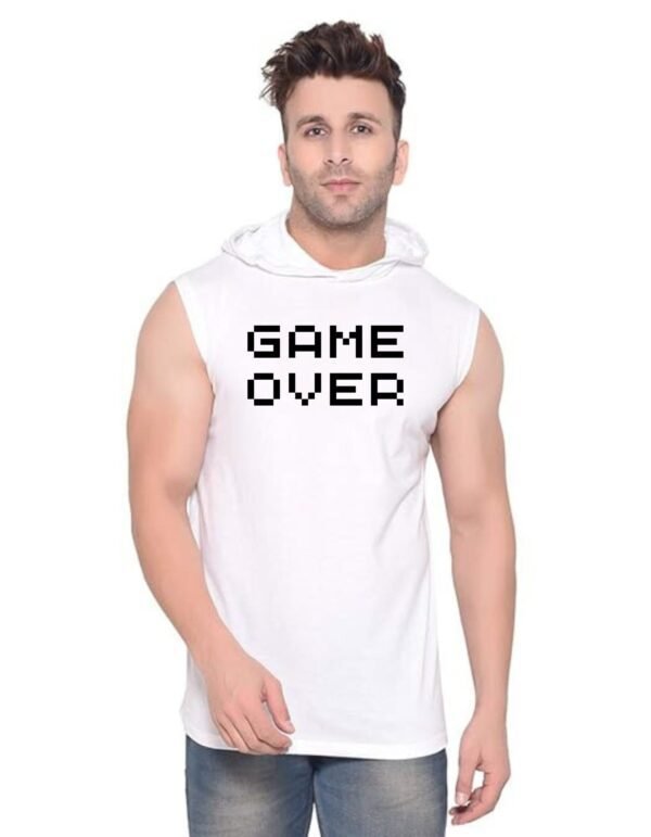 White Polyester Printed Gym Vest For Men
