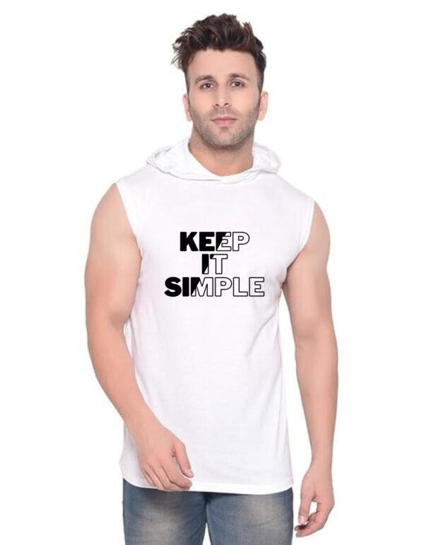 White Polyester Printed Gym Vest For Men