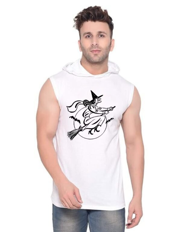 White Polyester Printed Gym Vest For Men