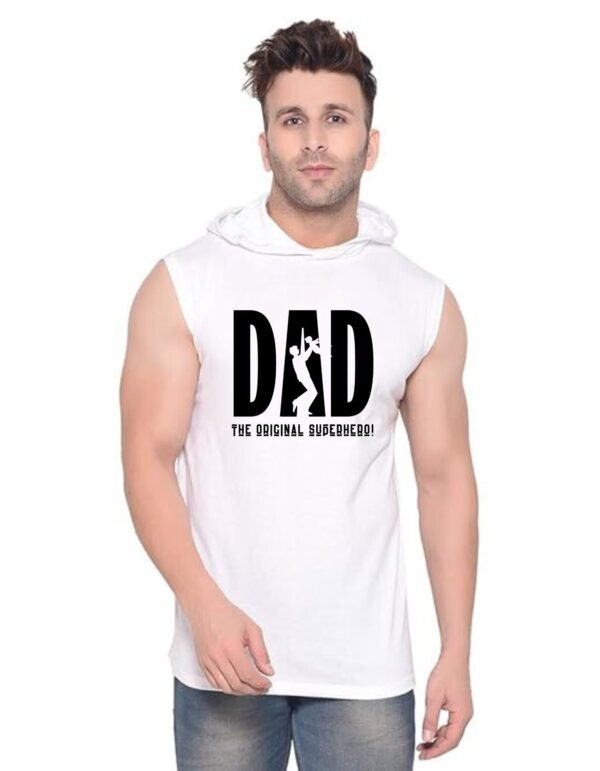 White Polyester Printed Gym Vest For Men