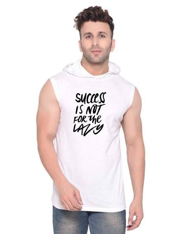 White Polyester Printed Gym Vest For Men