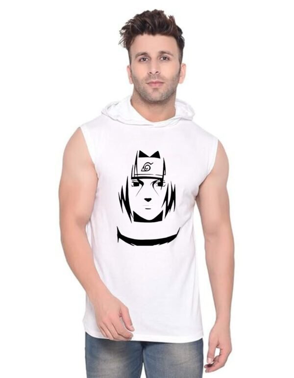 White Polyester Printed Gym Vest For Men