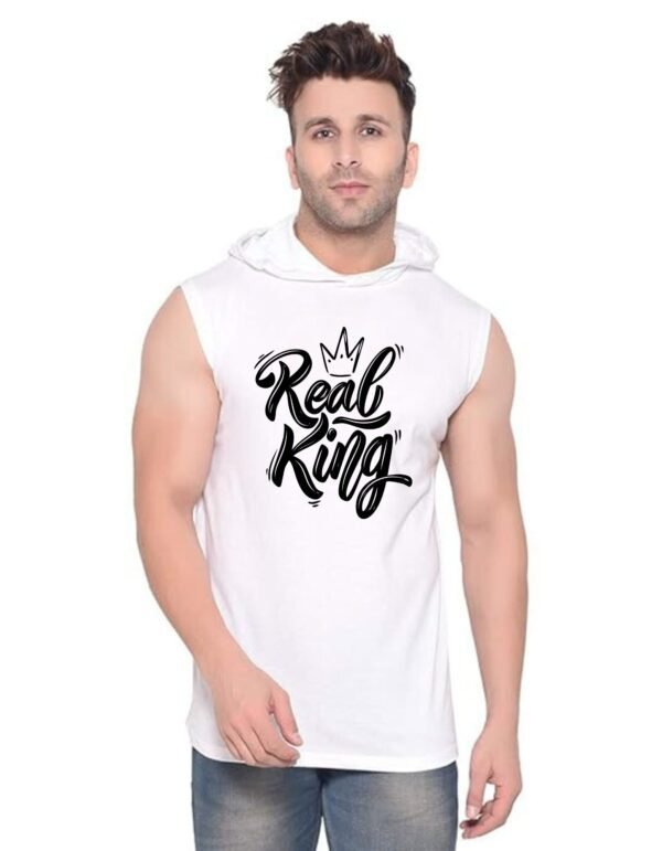 White Polyester Printed Gym Vest For Men