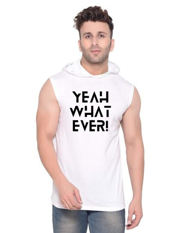 White Polyester Printed Gym Vest For Men