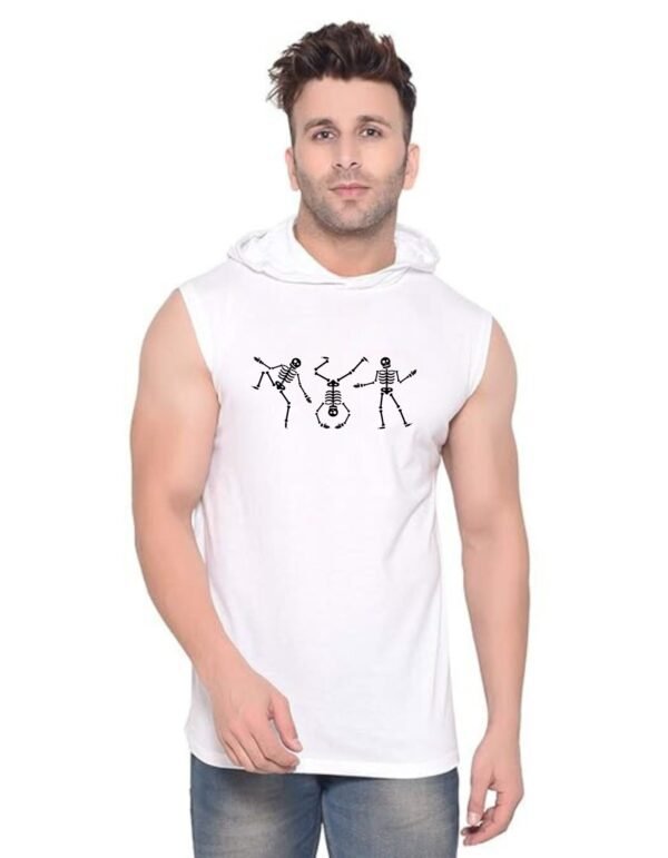 White Polyester Printed Gym Vest For Men