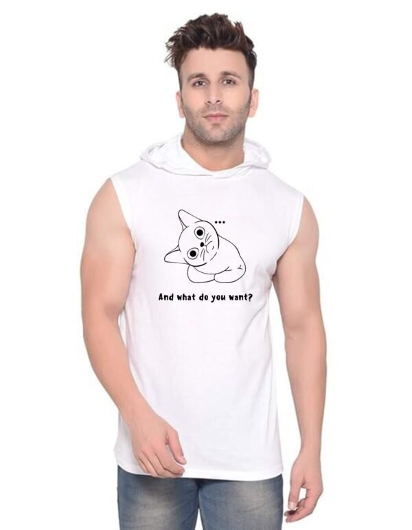 White Polyester Printed Gym Vest For Men