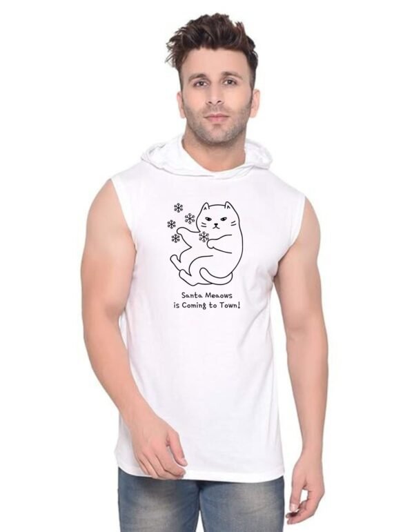 White Polyester Printed Gym Vest For Men