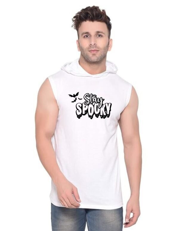 White Polyester Printed Gym Vest For Men