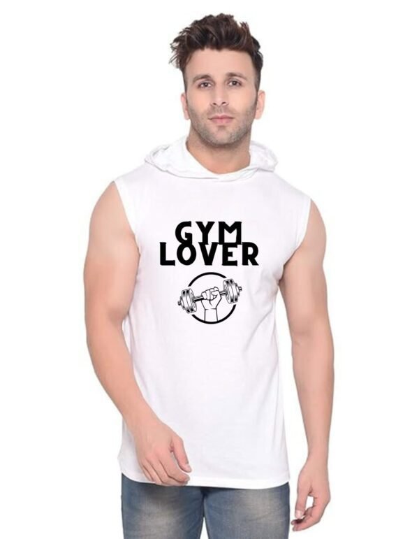 White Polyester Printed Gym Vest For Men