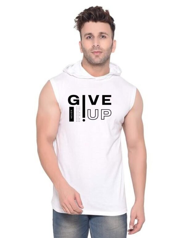 White Polyester Printed Gym Vest For Men