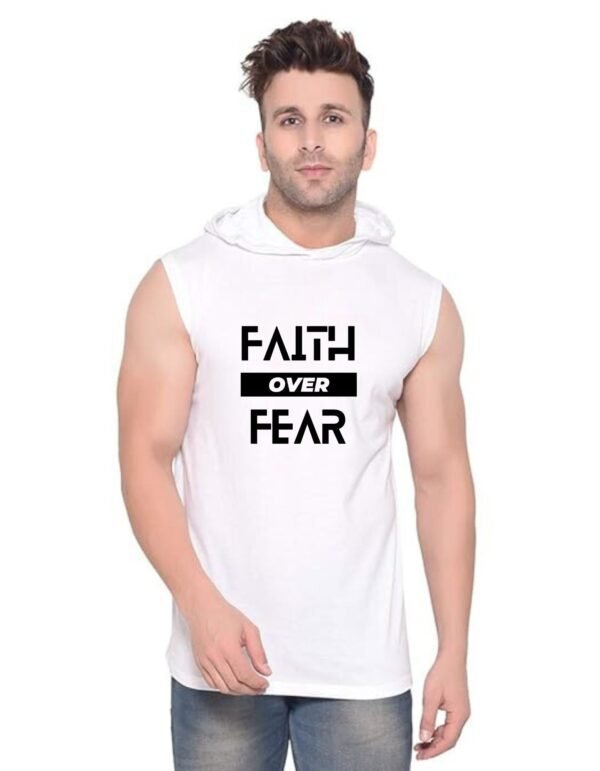 White Polyester Printed Gym Vest For Men